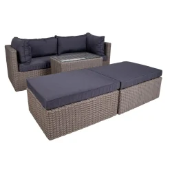 Loungeset Rossi - Polyrattan - grau