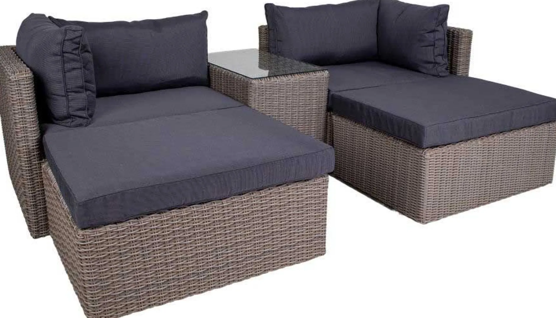 Loungeset Rossi - Polyrattan - grau