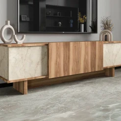 Lowboard Diana - 100% MELAMINE - Travertin - 180 x 50 x 33 cm