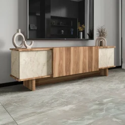 Lowboard Diana - 100% MELAMINE - Travertin - 180 x 50 x 33 cm
