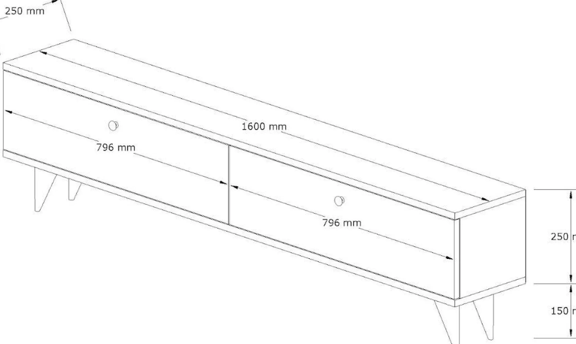 Lowboard Paris - 100% MELAMINE - Anthrazit - 160 x 40 x 25 cm
