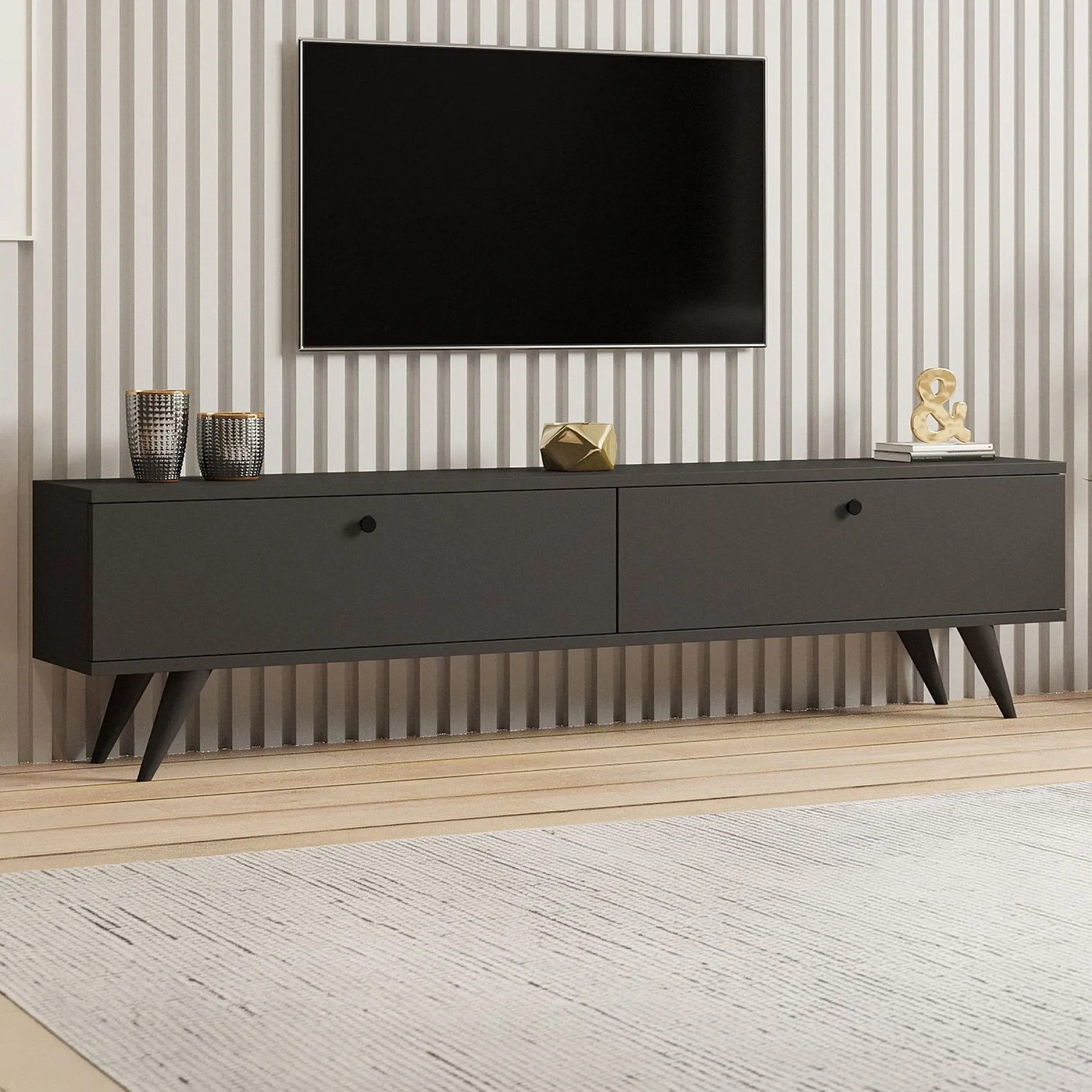 Lowboard Paris - 100% MELAMINE - Anthrazit - 160 x 40 x 25 cm
