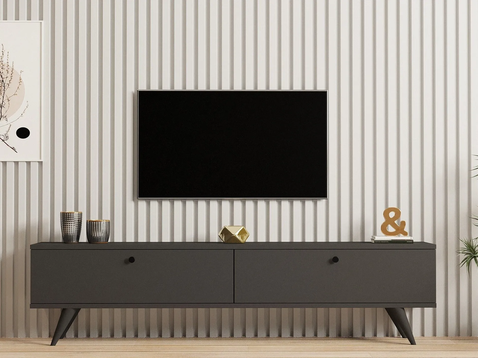 Lowboard Paris - 100% MELAMINE - Anthrazit - 160 x 40 x 25 cm