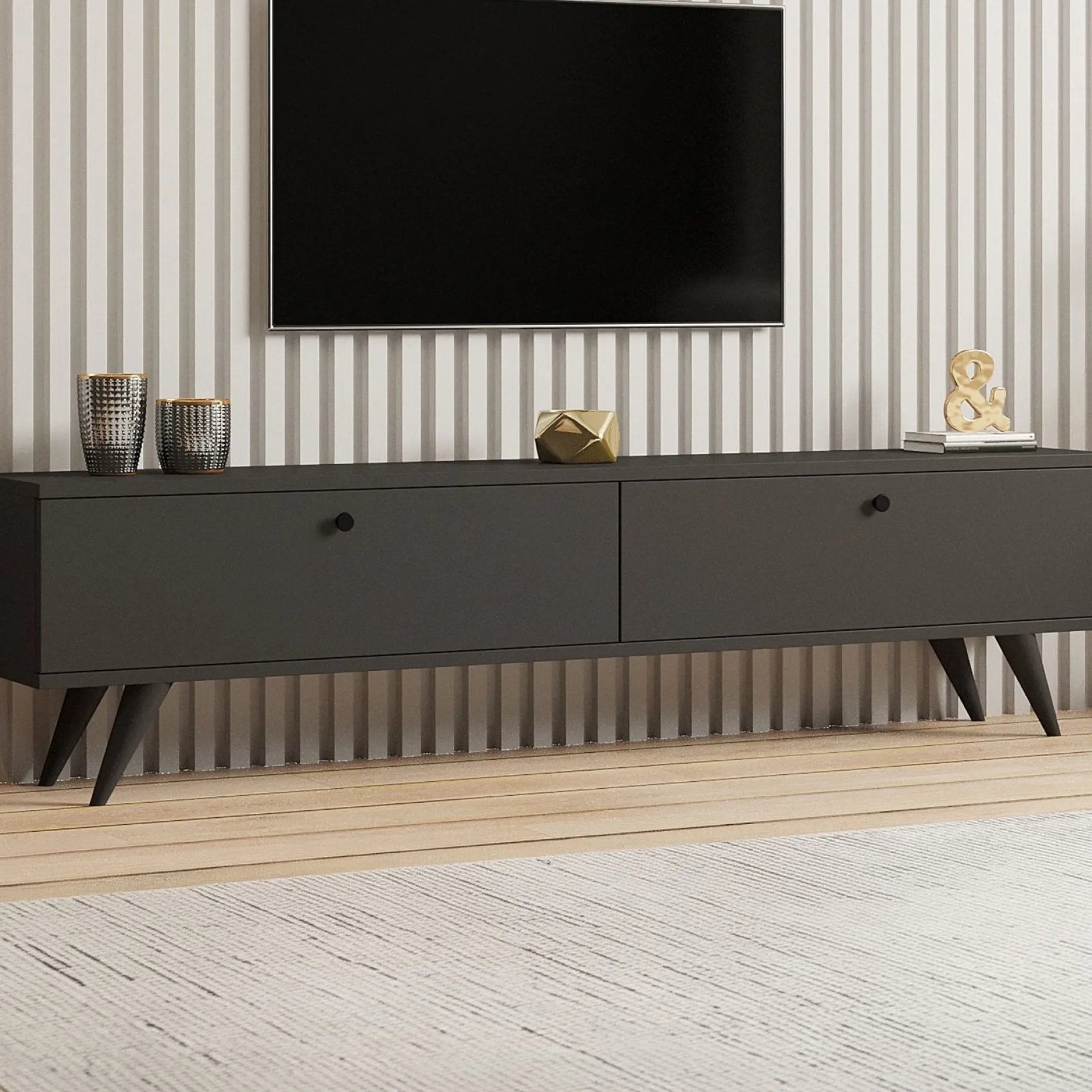 Lowboard Paris - 100% MELAMINE - Anthrazit - 160 x 40 x 25 cm