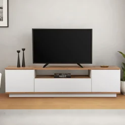 Lowboard Veramont - 100% MELAMINE - Weiß - 180 x 44,6 x 44,5 cm