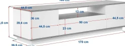 Lowboard Veramont - 100% MELAMINE - Weiß - 180 x 44,6 x 44,5 cm