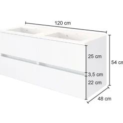 LunaBadezimmer : Spiegelschrank, Doppelwaschbecken, 2x Säulenschrank - Anthrazit/Eiche