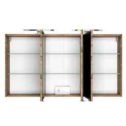LunaBadezimmer : Spiegelschrank, Doppelwaschbecken, 2x Säulenschrank - Anthrazit/Eiche