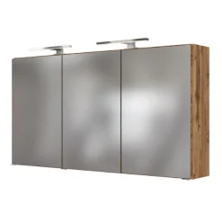 LunaBadezimmer : Spiegelschrank, Doppelwaschbecken, 2x Säulenschrank - Anthrazit/Eiche