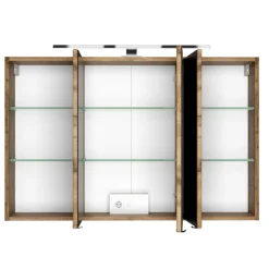 LunaBadezimmer : Spiegelschrank, Waschbeckenschrank, 2x Säulenschrank - Anthrazit/Eiche