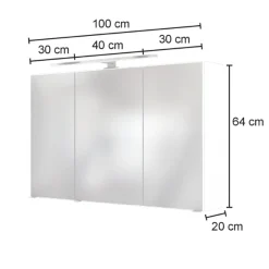 LunaBadezimmer : Spiegelschrank, Waschbeckenschrank, Säulenschrank - Weiß/Eiche Dekor