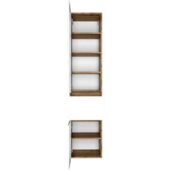 LunaBadezimmer : Spiegelschrank, Waschbeckenunterschrank, Säulenschrank - Weiß/Eiche Dekor