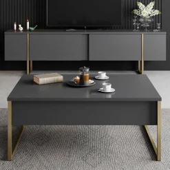 Luxe C Couchtisch | 100 % MELAMIN | Anthrazit, Gold