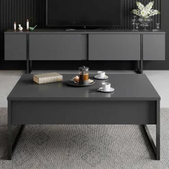 Luxe C Couchtisch | 100 % MELAMIN | Anthrazit, Schwarz