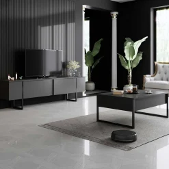 Luxe C Couchtisch | 100 % MELAMIN | Anthrazit, Schwarz