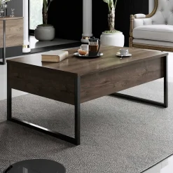 Luxe C Couchtisch | 100 % MELAMIN | Walnuss, Schwarz