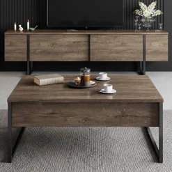 Luxe C Couchtisch | 100 % MELAMIN | Walnuss, Schwarz