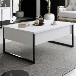 Luxe C Couchtisch | 100 % MELAMIN | Weiß, Schwarz