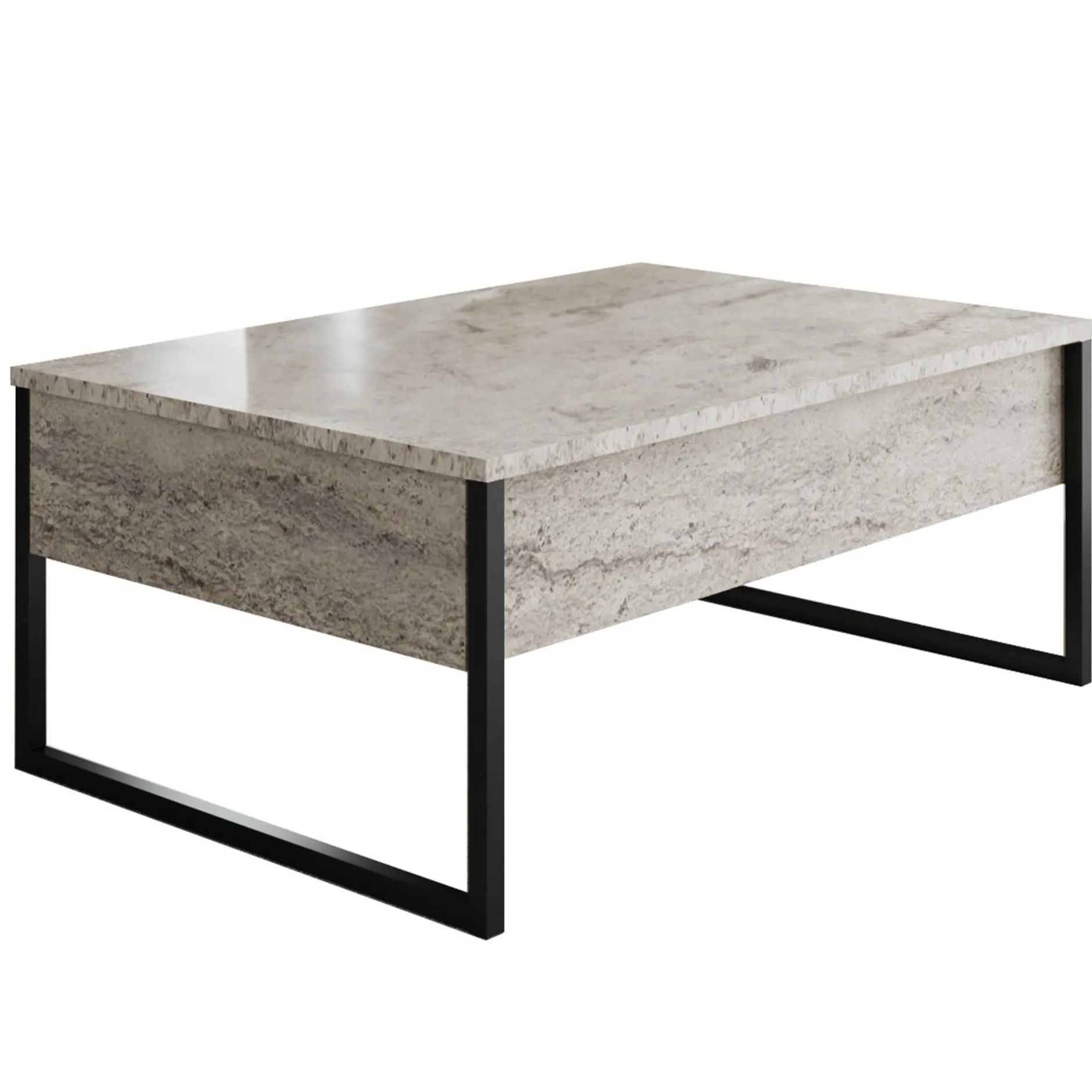 Luxe Couchtisch | 100 % MELAMIN | Travertin, Schwarz