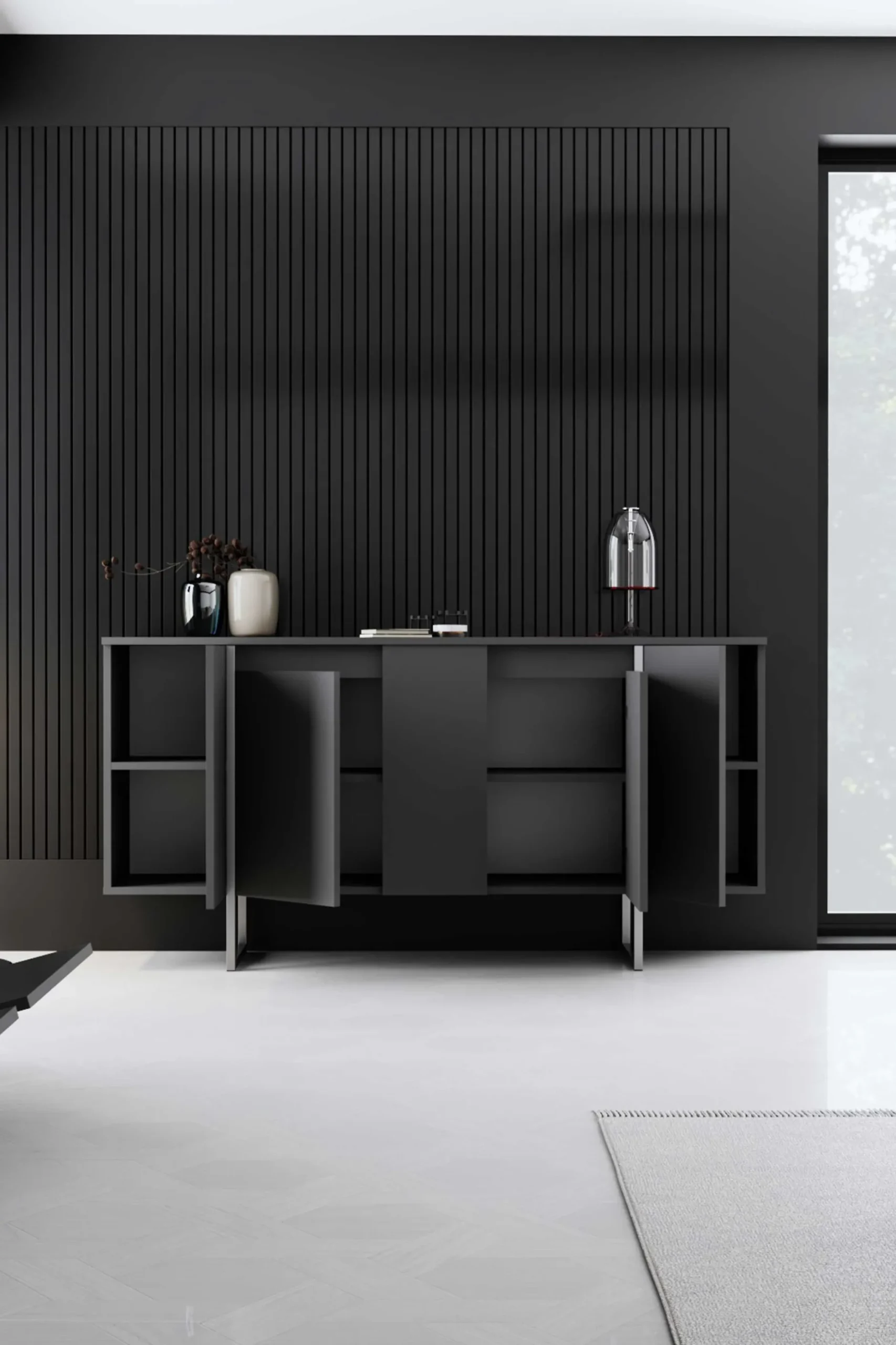 Luxe Konsole | 100% MELAMIN | Anthrazit, Silber