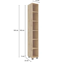MalvoBadezimmer : Spiegelschrank, Waschtischschrank, Säulenschrank, Regal - Eiche