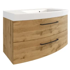 MalvoBadezimmer : Spiegelschrank, Waschtischschrank, Säulenschrank, Regal - Eiche