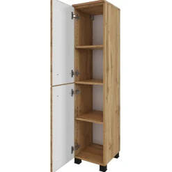 MalvoBadezimmer : Spiegelschrank, Waschbeckenschrank, Säulenschränke - Eiche