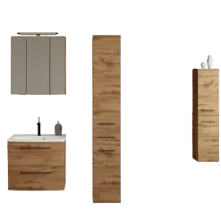 MalvoBadezimmer : Spiegelschrank, Waschbeckenschrank, Säulenschränke - Eiche