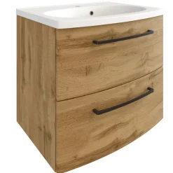 MalvoBadezimmer : Spiegelschrank, Waschtischschrank, Säulenschrank, Regal - Eiche