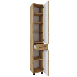 MalvoBadezimmer : Spiegelschrank, Waschbeckenschrank, Säulenschränke - Eiche