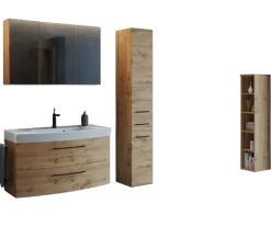 MalvoBadezimmer : Spiegelschrank, Waschtischschrank, Säulenschrank, Regal - Eiche