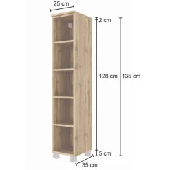 MalvoBadezimmer : Spiegelschrank, Waschbeckenunterschrank, Säulenschrank, Regal - Eiche