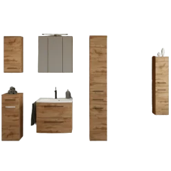 MalvoBadezimmer : Wandschränke, Spiegelschrank, Waschtischschrank, Säulenschränke - Eiche