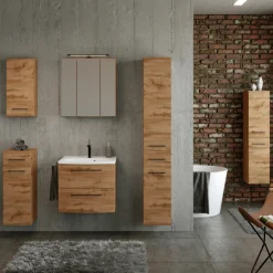 MalvoBadezimmer : Wandschränke, Spiegelschrank, Waschtischschrank, Säulenschränke - Eiche