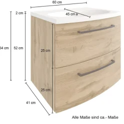 MalvoBadezimmer : Wandschränke, Spiegelschrank, Waschtischschrank, Säulenschränke - Eiche