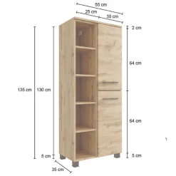 MalvoBadezimmer : Wandschränke, Spiegelschrank, Waschtischschrank, Säulenschränke - Eiche