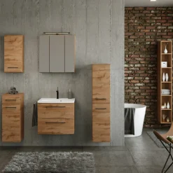 MalvoBadezimmer : Wandschränke, Spiegelschrank, Waschtischschrank, Säulenschrank, Regal - Eiche