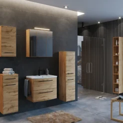 MalvoBadezimmer : Wandschränke, Spiegelschrank, Waschtischschrank, Säulenschrank, Regal - Eiche