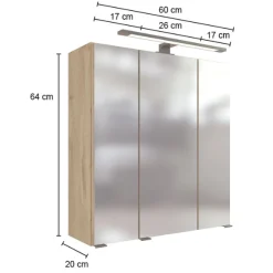 MalvoBadezimmer : Wandschränke, Spiegelschrank, Waschtischschrank, Säulenschrank, Regal - Eiche