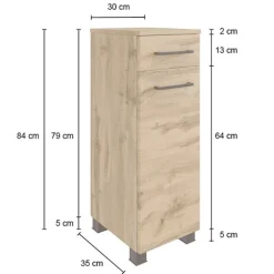 MalvoBadezimmer : Wandschränke, Spiegelschrank, Waschtischschrank, Säulenschränke - Eiche