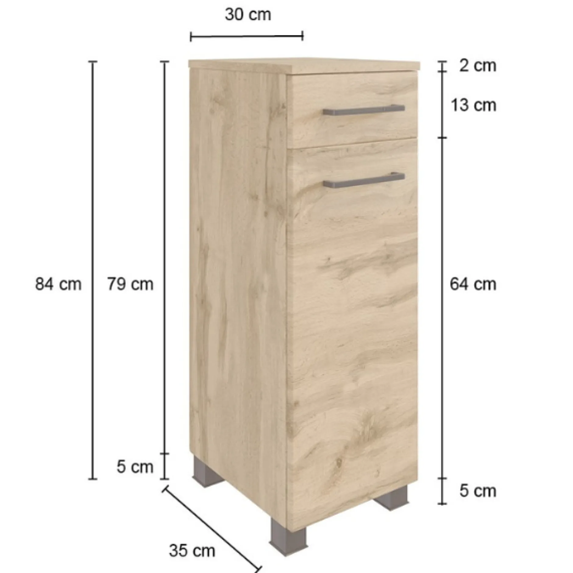 MalvoBadezimmer : Wandschränke, Spiegelschrank, Waschtischschrank, Säulenschrank, Regal - Eiche