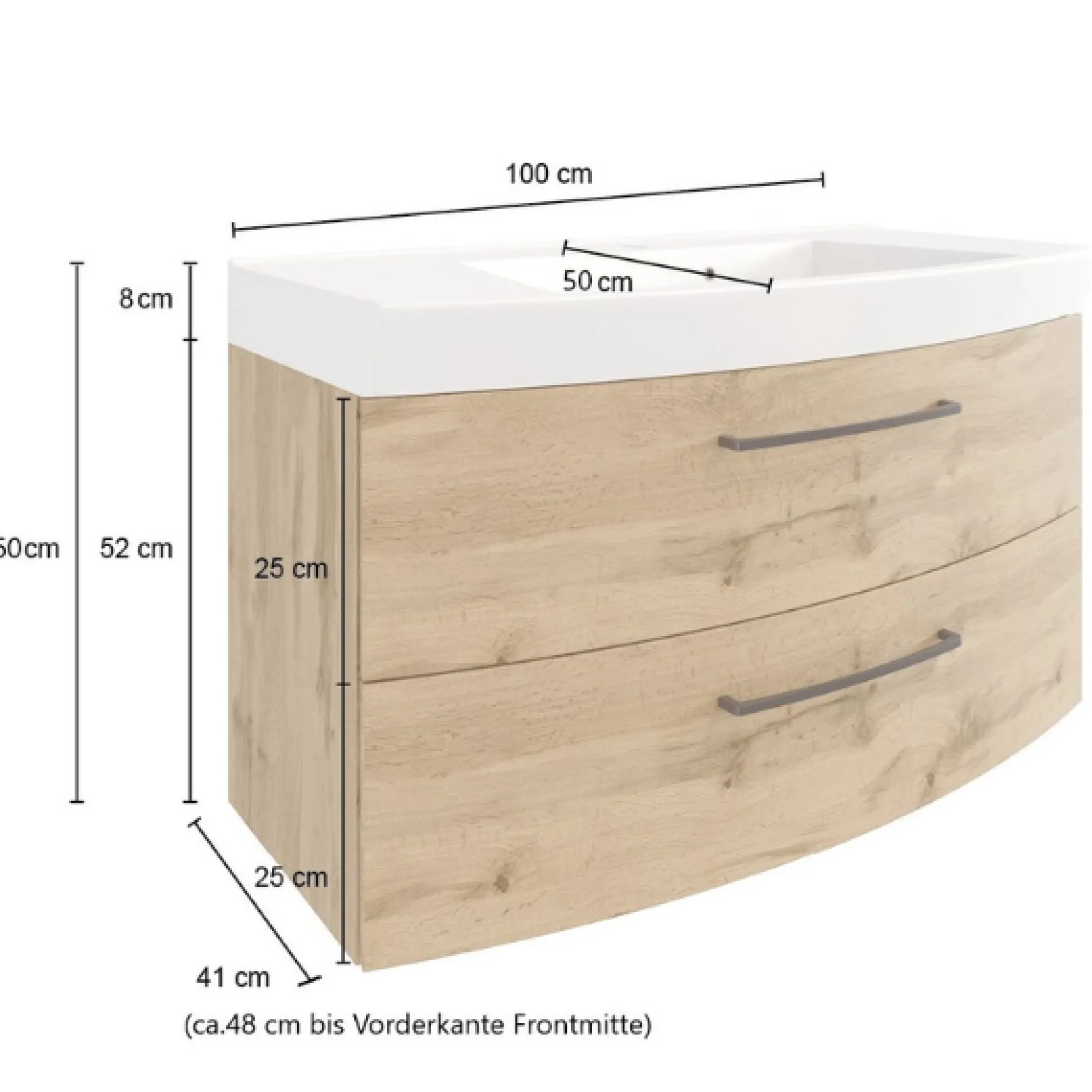 MalvoBadezimmer : Wandschränke, Spiegelschrank, Waschtischschrank, Säulenschrank, Regal - Eiche