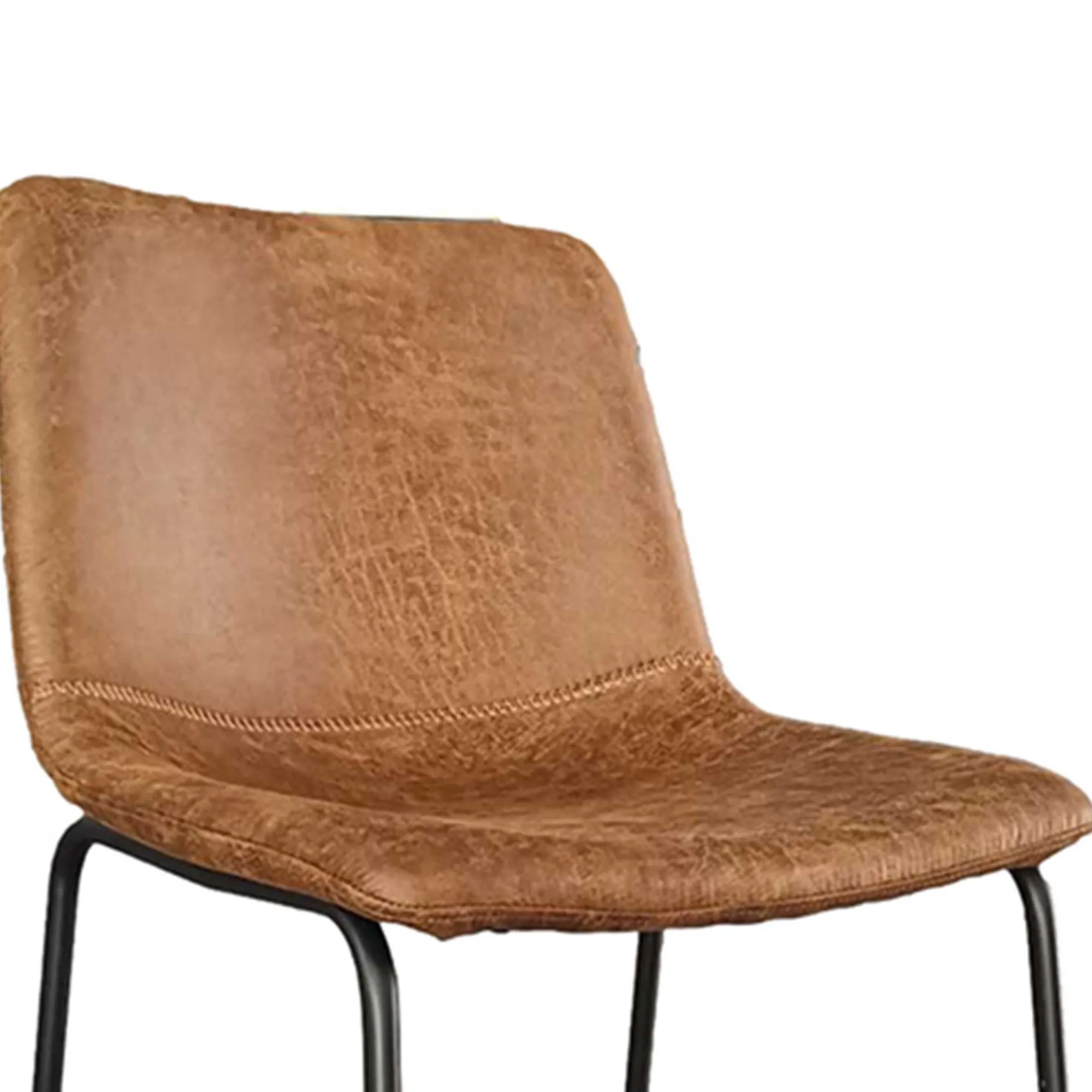 Mancia Barhocker PU Cognac - Metall und Vintage Polsterung