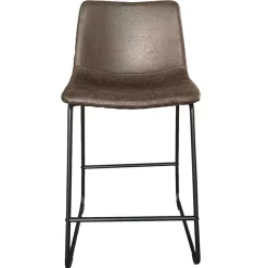 Mancia Barhocker PU Dunkelbraun - Metall und Vintage Polsterung