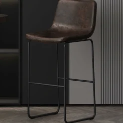 Mancia PU Dunkelbraun Barhocker - Vintage PU Polsterung | 99x48x56 cm