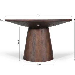 Mangolia Braun Runder Tisch 130 cm | Metallgestell, Exotenholzplatte