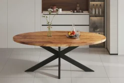 Mango Ovaler Holztisch Alexa - Metallgestell - 200 cm