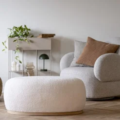 Manhattan Grau Bouclé Hocker - 54,5x88,5x36 cm