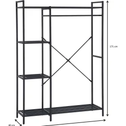 Marek Offener Kleiderschrank - 120x40x171cm - schwarzes Metall