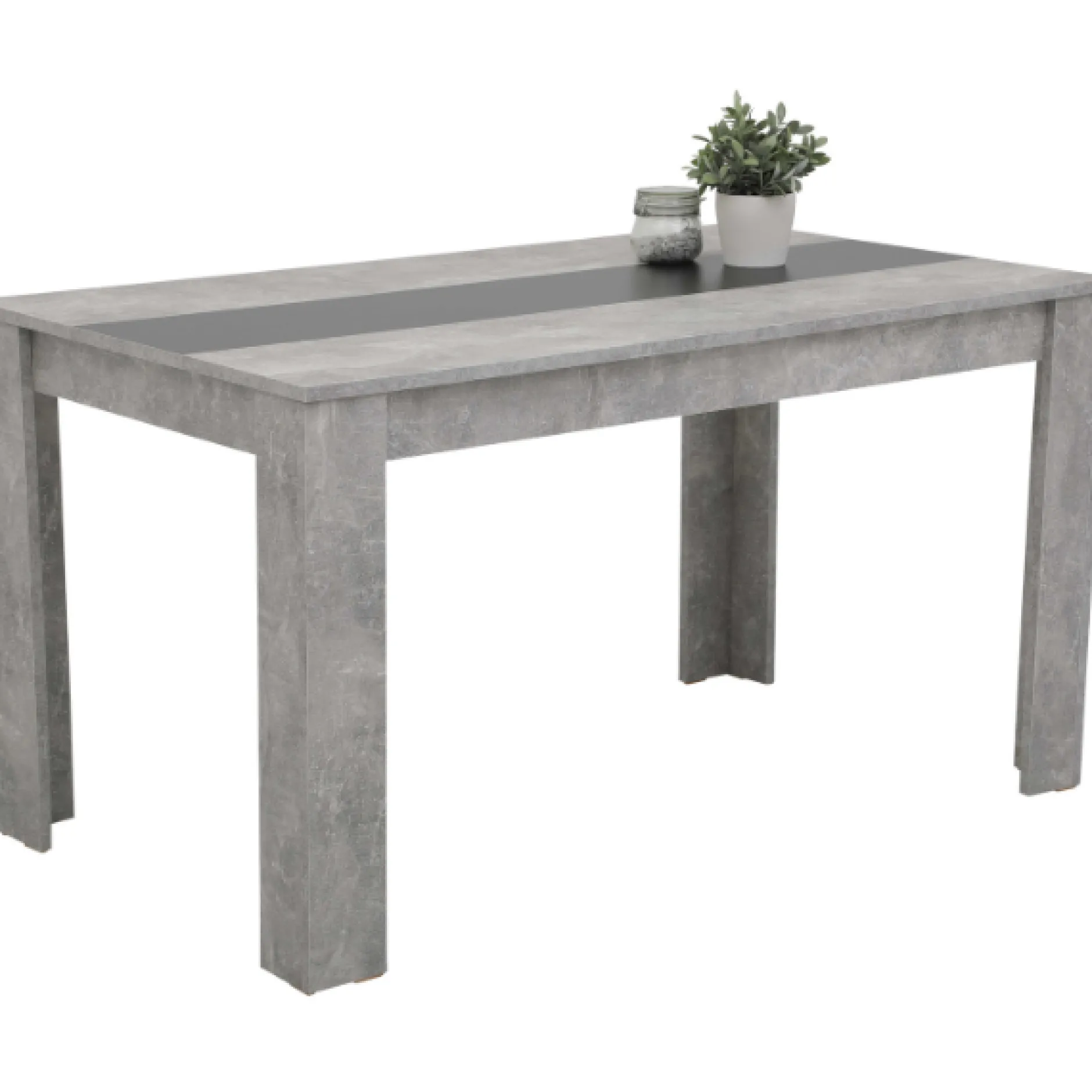 Marije Esstisch 140x80cm- Beton/Weiß/Schwarz